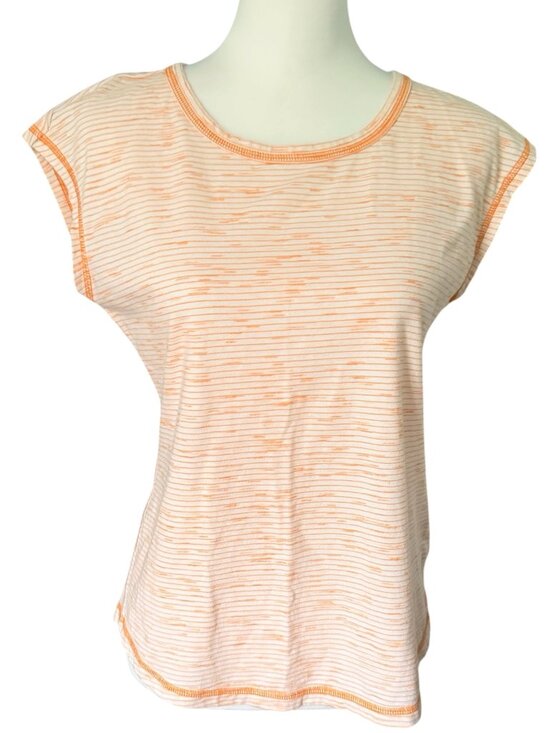 Talbots Tops - T by Talbots Women’s Short Sleeve Top White Orange Size XS